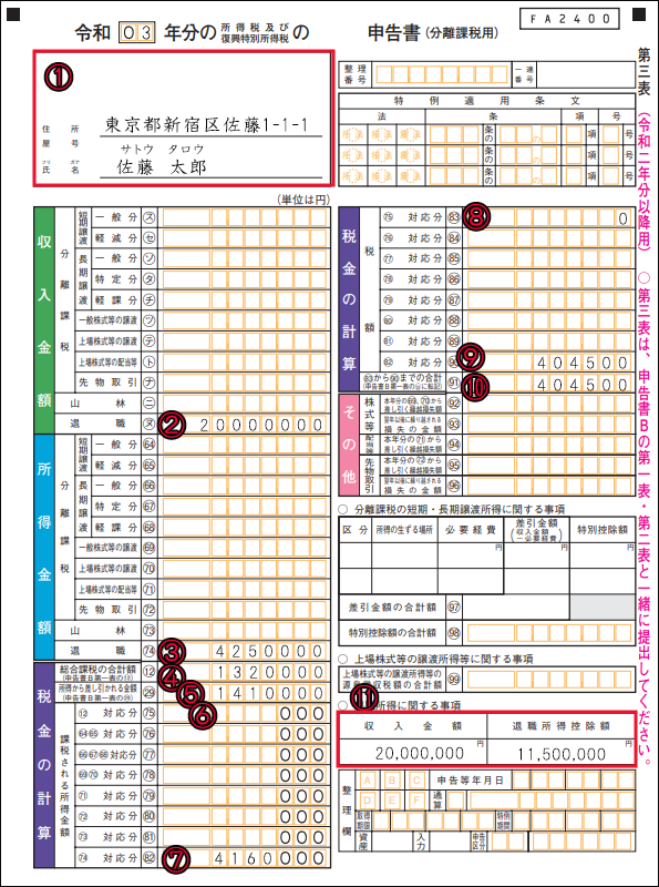 退職金の確定申告：全必要書類 第三表含む の書き方・記入例を徹底解説 金字塔